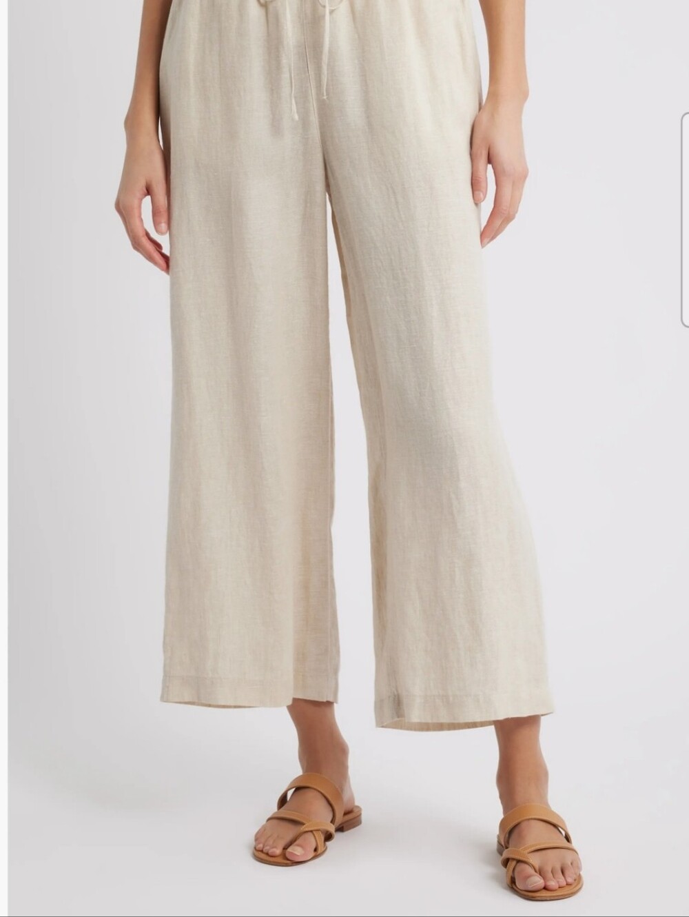 Caslon Lightweight Linen Wide-Leg Pants in Flax